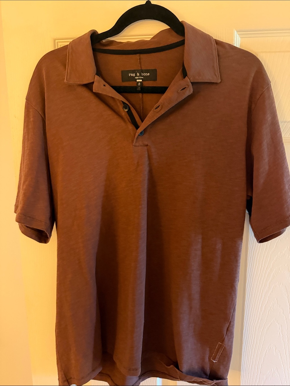 rag & bone Men's Rust-Brown Polo Shirt